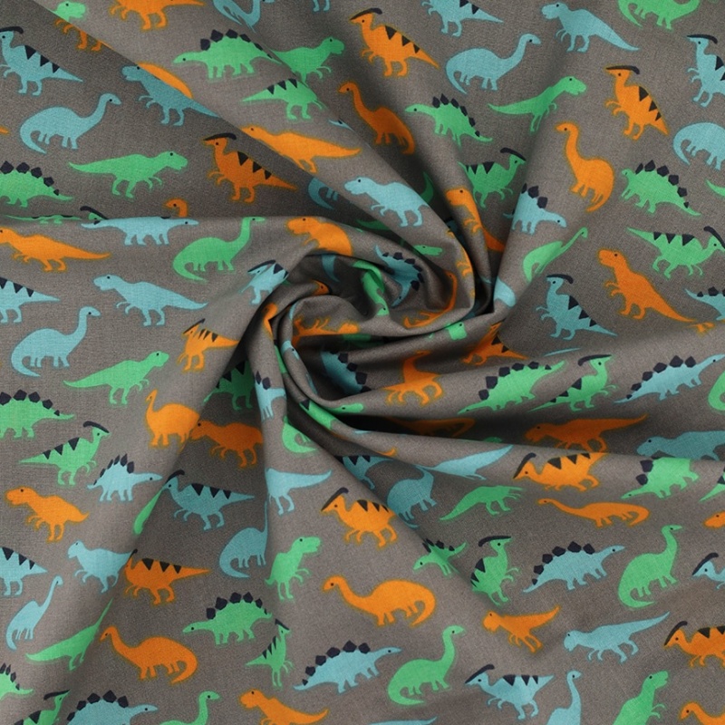 Tissu Coton Imprimé Dinosaures Multico
