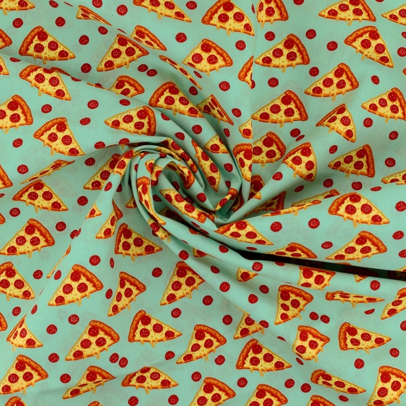 Tissu Coton Imprimé Pizza