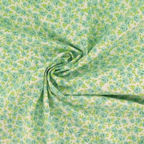 Tissu Coton Imprimé Fleur Verte