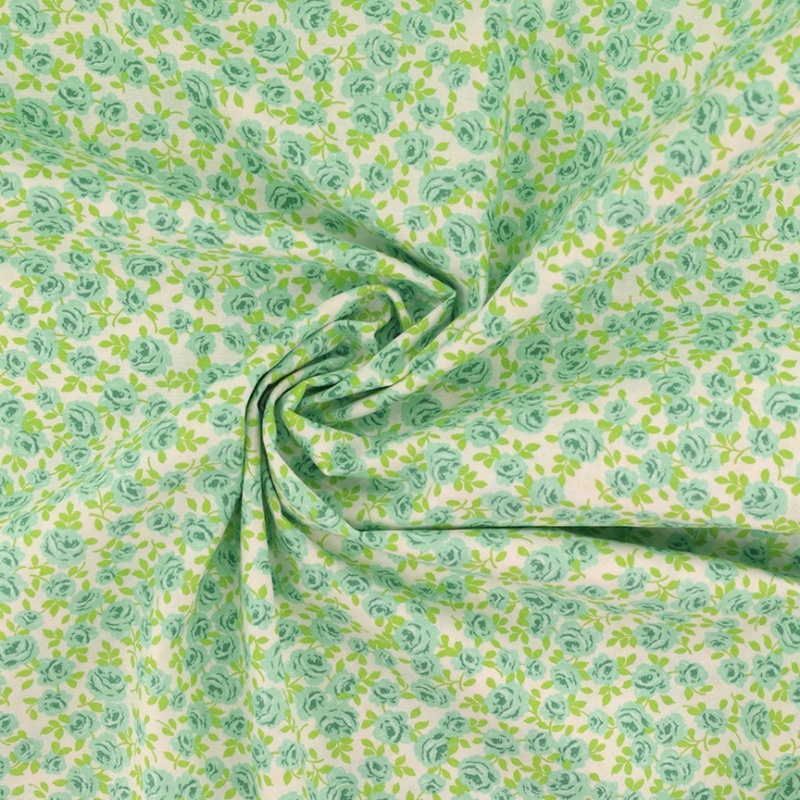 Tissu Coton Imprimé Fleur Verte
