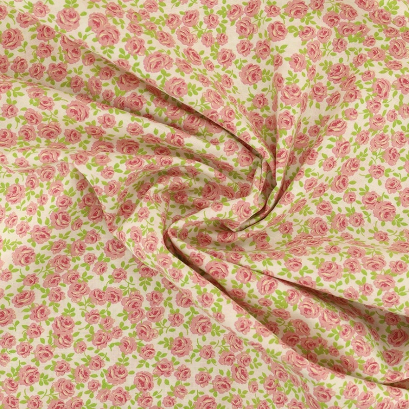 Tissu Coton Imprimé Fleur Rose