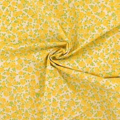 Tissu Coton Imprimé Fleur Jaune