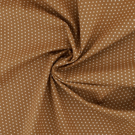Tissu Coton Imprimé Pois Caramel