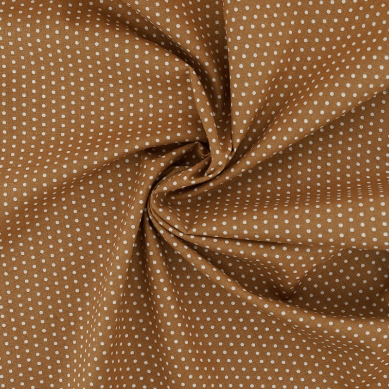 Tissu Coton Imprimé Pois Caramel