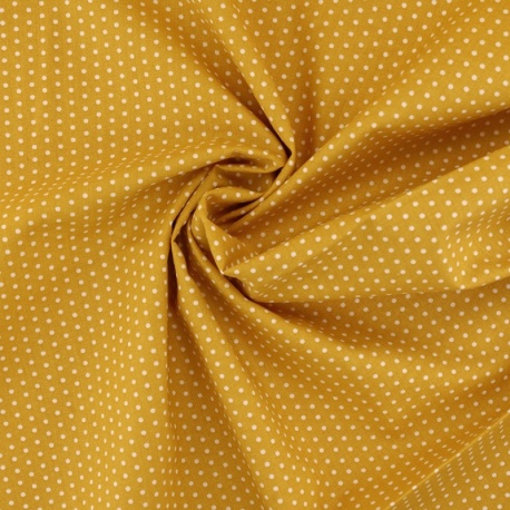 Tissu Coton Imprimé Pois Ocre
