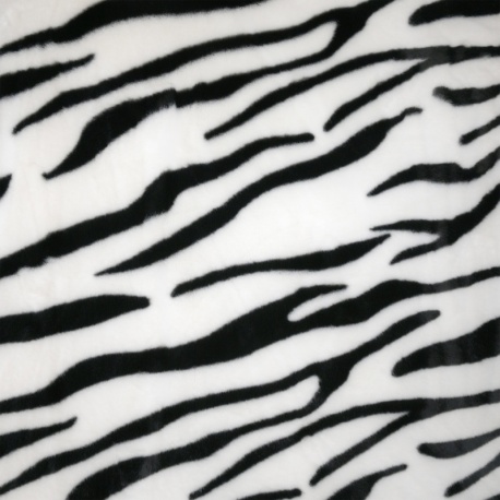 Tissu Fausse Fourrure Zebra Ras Noir