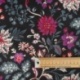 Tissu Blockprint Impression Tampons Mains Fleur Fond Noir