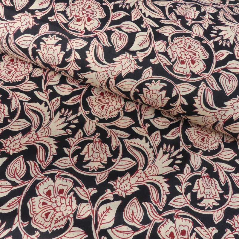 Tissu Blockprint Impression Tampons Mains Floral Multico