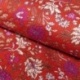 Tissu Blockprint Imprimé Tampons Mains Matelassé Double Face Floral Rouge Bleu