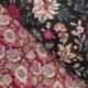 Tissu Blockprint Imprimé Tampons Mains Matelassé Double Face Floral Noir Bordeaux