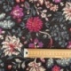 Tissu Blockprint Imprimé Tampons Mains Matelassé Double Face Floral Noir Bordeaux