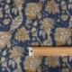 Tissu Blockprint Imprimé Tampons Mains Matelassé Double Face Bleu Jaune