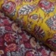 Tissu Blockprint Imprimé Tampons Mains Matelassé Double Face Jaune Bordeaux