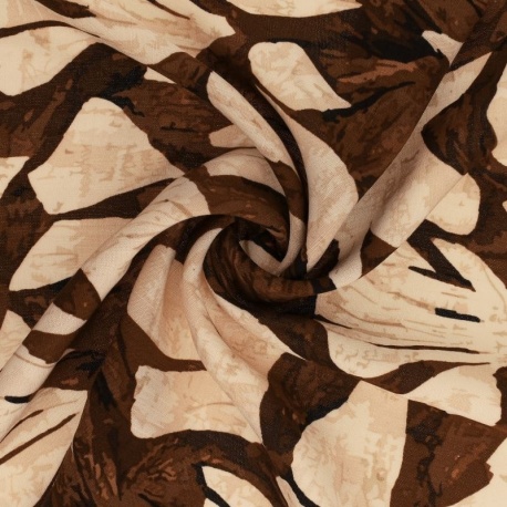 Tissu Viscose Imprimé Jeanne Marron Clair