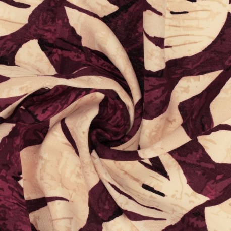 Tissu Viscose Imprimé Jeanne Bordeaux 