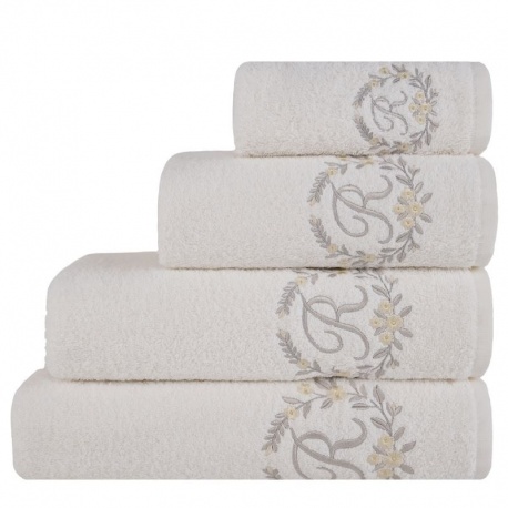 Linge de Toilette Brodé Joy Lettre Blanc