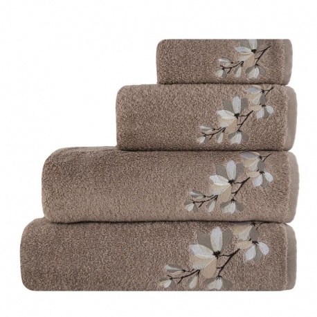 Linge de Toilette Lili Brodé Fleur Beige
