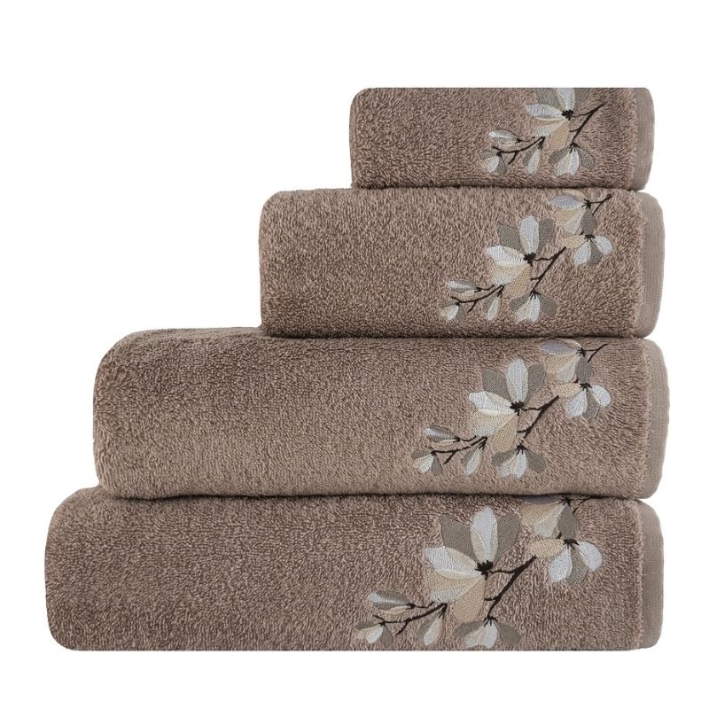 Linge de Toilette Lili Brodé Fleur Beige