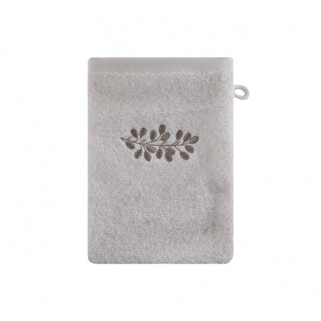 Linge de Toilette Opale Brodé Feuille Blanc 