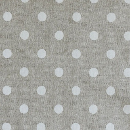 Tissu Enduit Max Pois Blanc Fond coloris Lin 