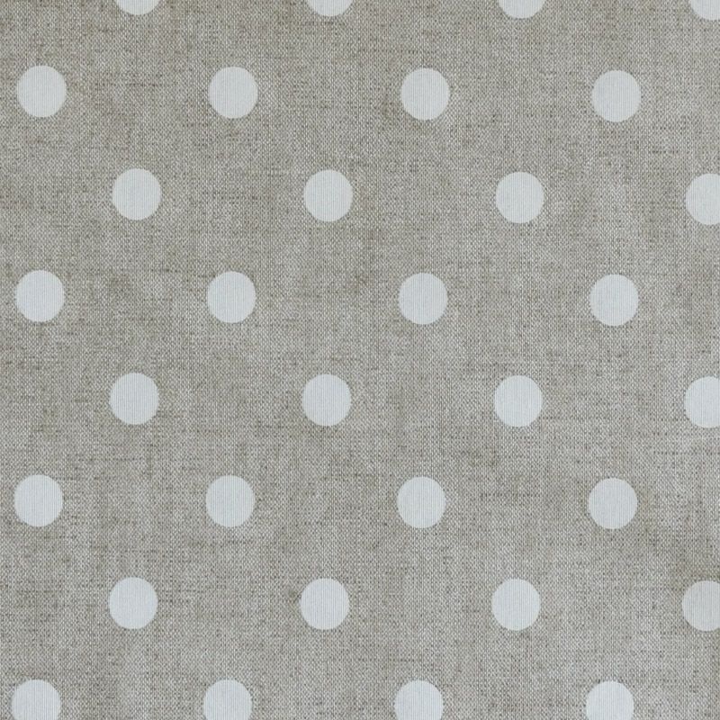 Tissu Enduit Max Pois Blanc Fond coloris Lin 