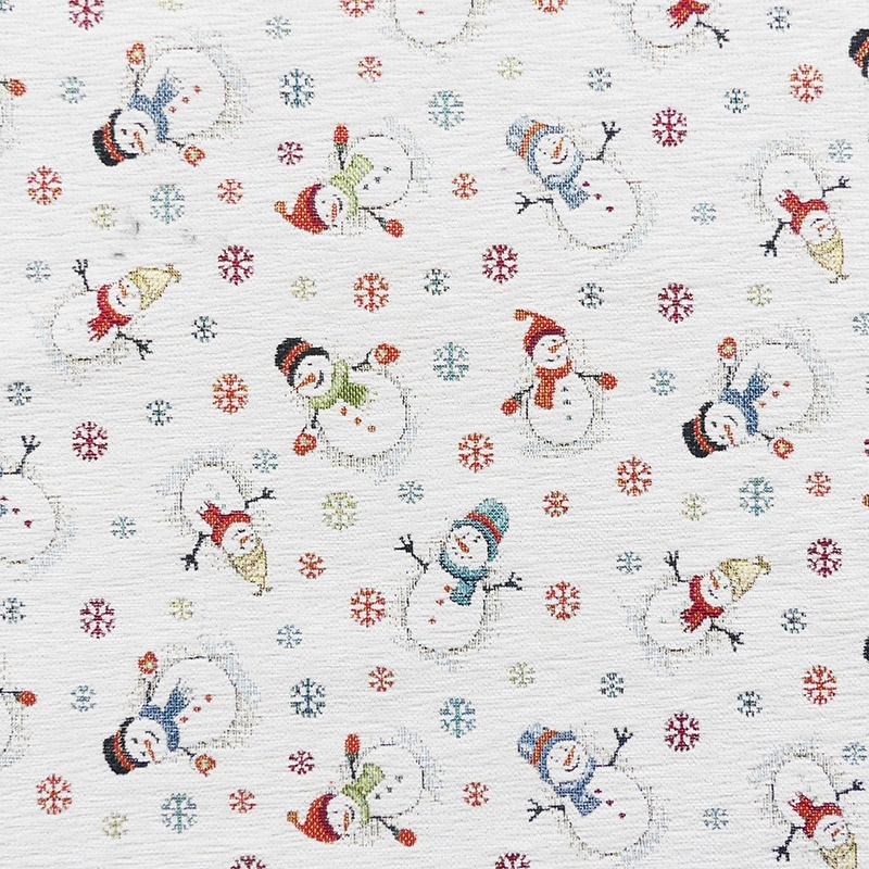 Tissu Jacquard Chenillé Neman Bonhomme de Neige