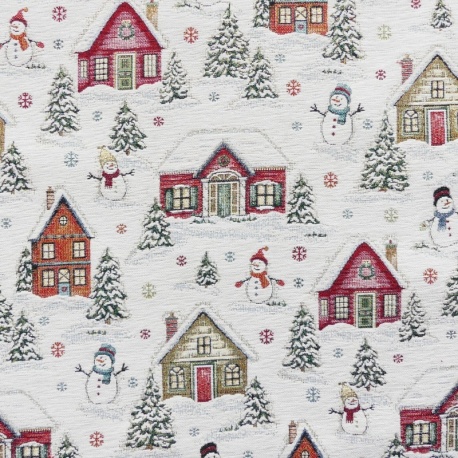 Tissu Jacquard Chenillé Baviel Noël 