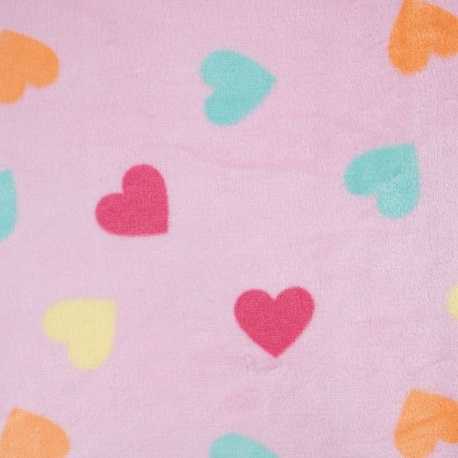 Tissu Polaire Imprimé Coeur Rose