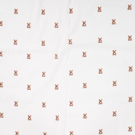 Tissu Jersey de Coton Cotele Ecru Ourson 