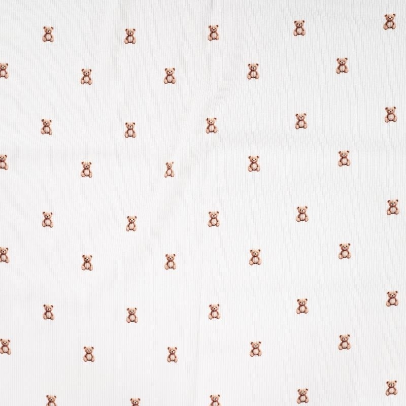 Tissu Jersey de Coton Cotele Ecru Ourson 