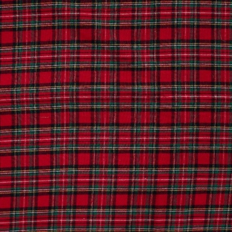 Tissu Flanelle Imprimé Carreaux Rouge Vert et jaune