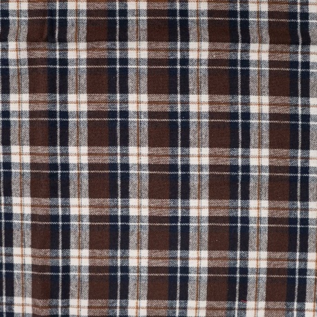 Tissu Flanelle Imprimé Carreaux Marron 
