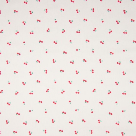 Tissu Popeline de Coton Imprimé Cerise