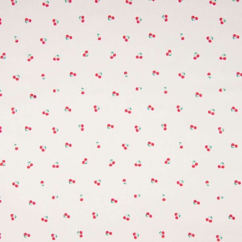 Tissu Popeline de Coton Imprimé Cerise