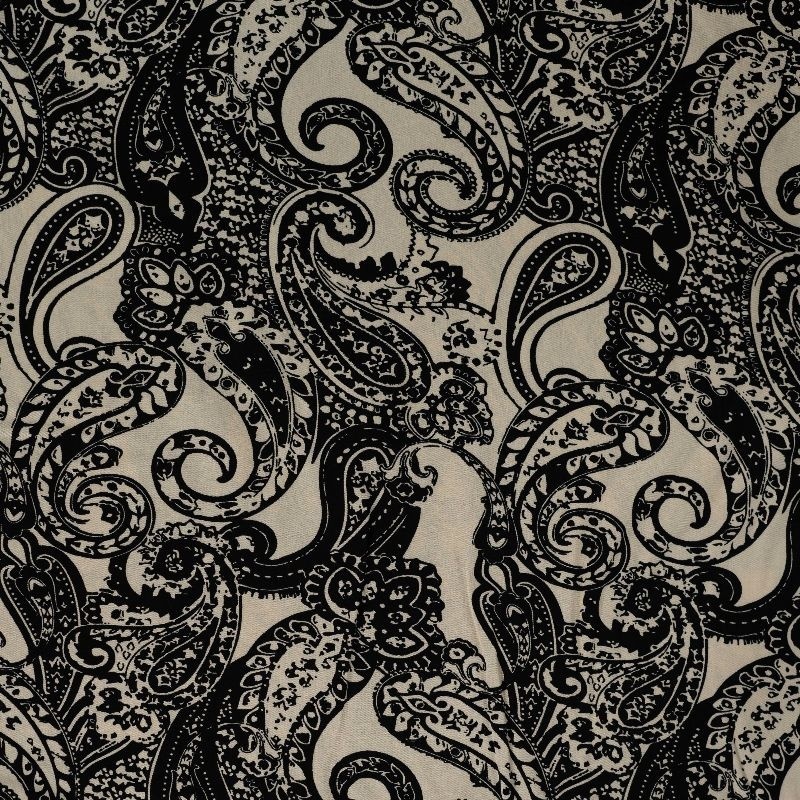 Tissu Serge de Viscose Imprimé Noir 