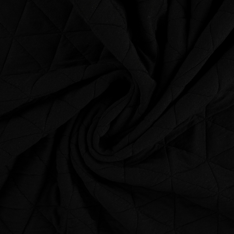 Tissu Maille Matelasse Uni Noir