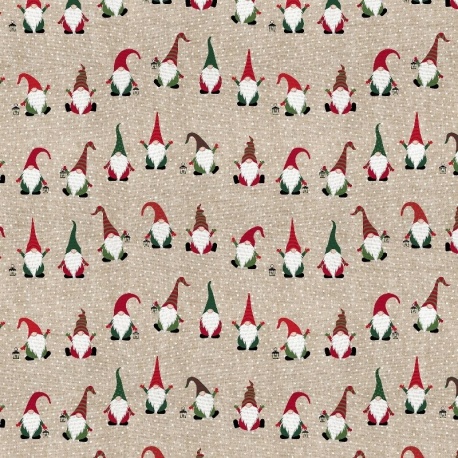 Tissu Jolly Tomte Fond Coloris Lin 
