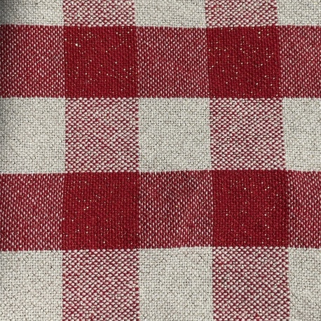 Tissu Celestin Carreaux Lurex Rouge 
