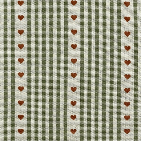 Tissu Demi Natte Cozy Imprimé Vichy Coeur Vert