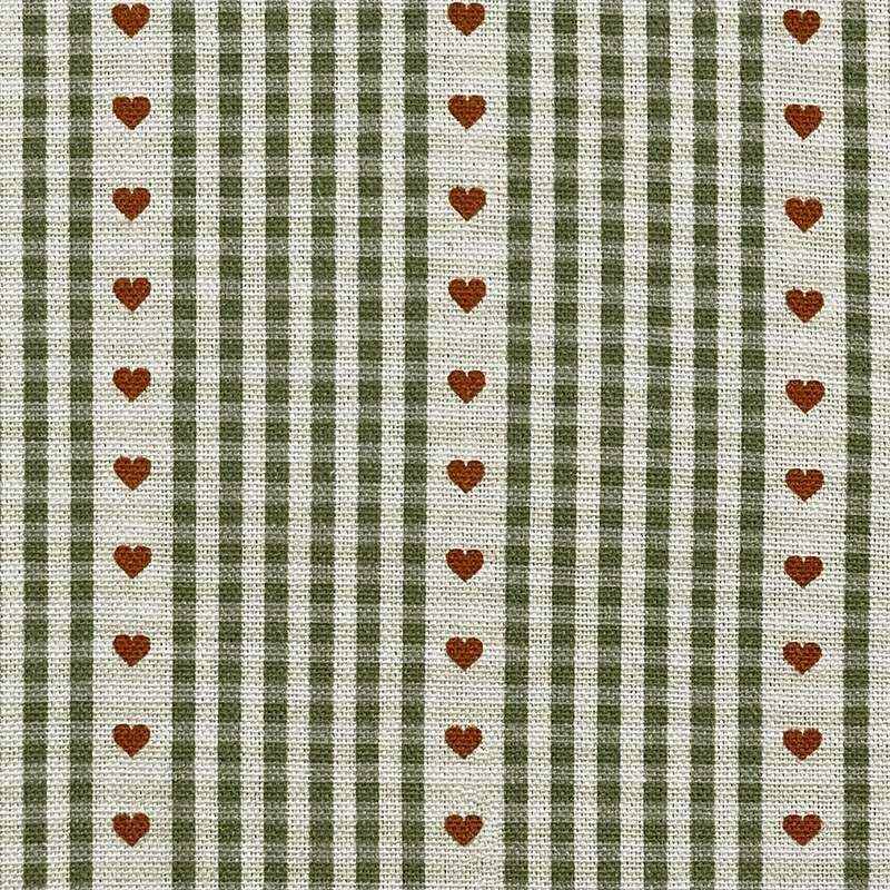 Tissu Demi Natte Cozy Imprimé Vichy Coeur Vert