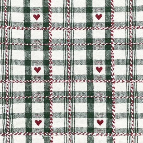 Tissu Jacquard Villars Ecru Vert 