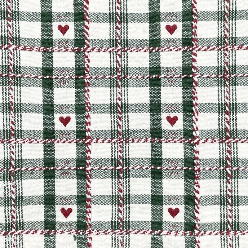 Tissu Jacquard Villars Ecru Vert 