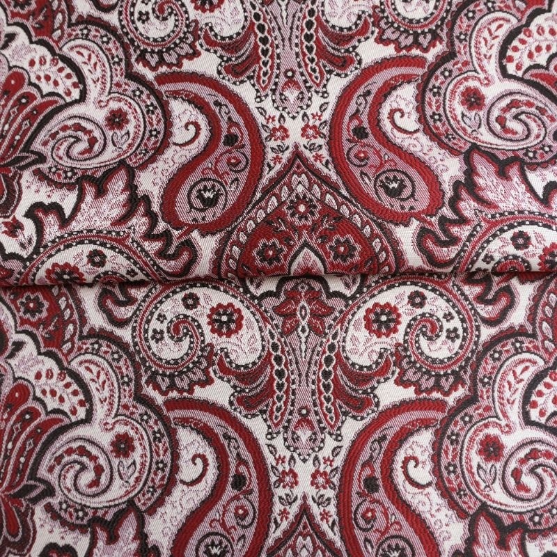 Tissu JAcquard Paisley Bordeaux 