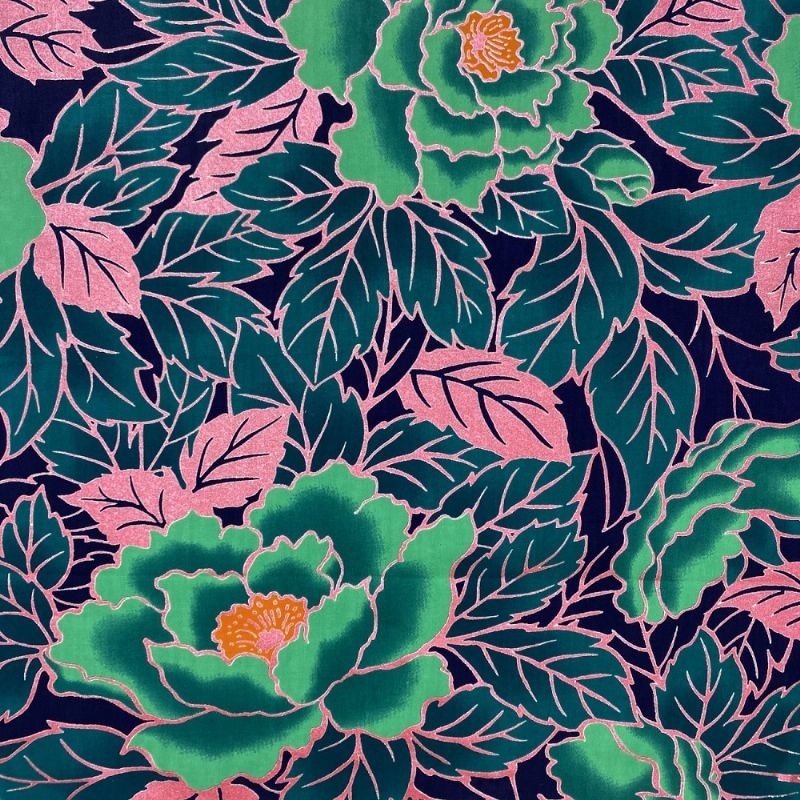 Tissu Coton Esprit Wax Lotus Glitter Jade Rose