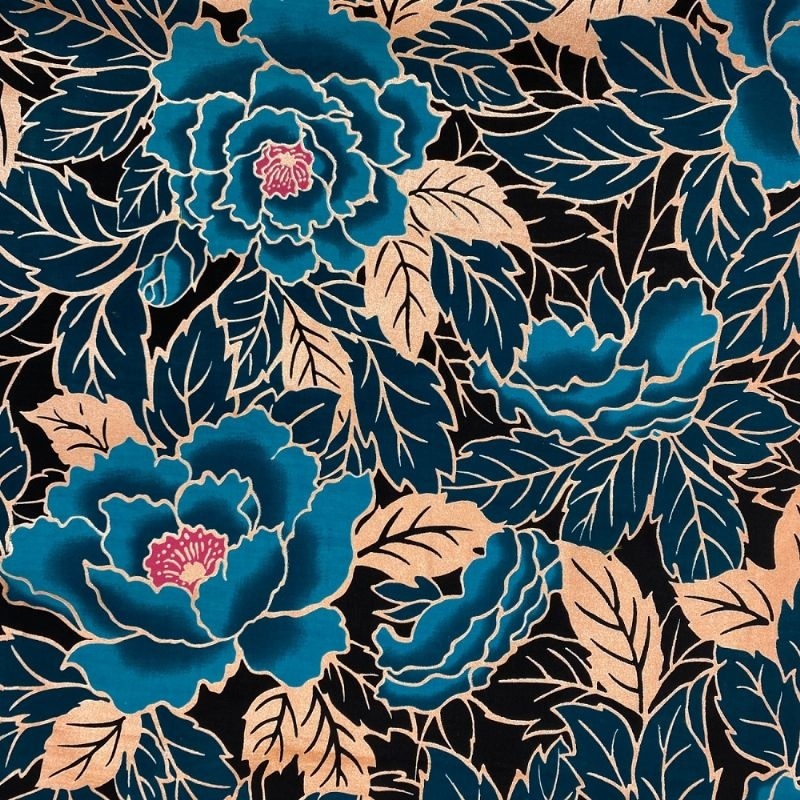 Tissu Coton Esprit Wax Lotus Glitter Bleu 