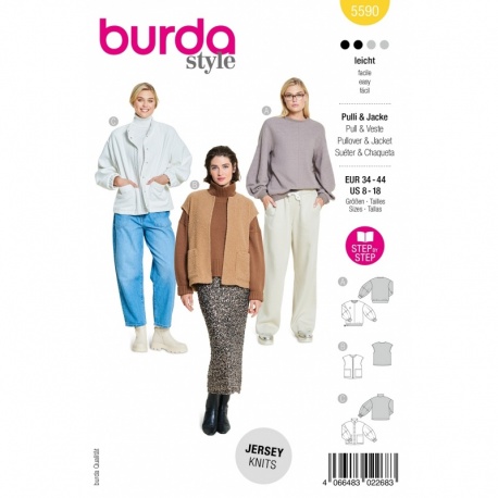 Patron Burda Style 5590 Veste Et Pull 34-44