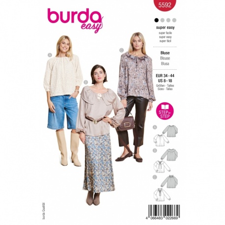 Patron Burda Easy 5592 Blouses 34-44 