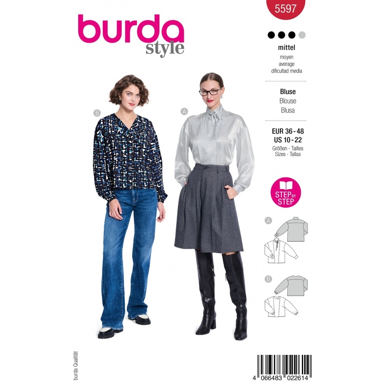 Patron Burda Style 5597 Blouses 36-48