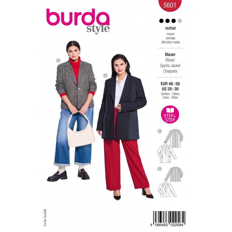 Patron Burda Style 5601 Blazer Et Veste 46-56