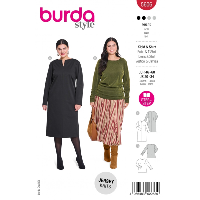 Patron Burda Style 5606 Robe Et Tshirt 46-60 